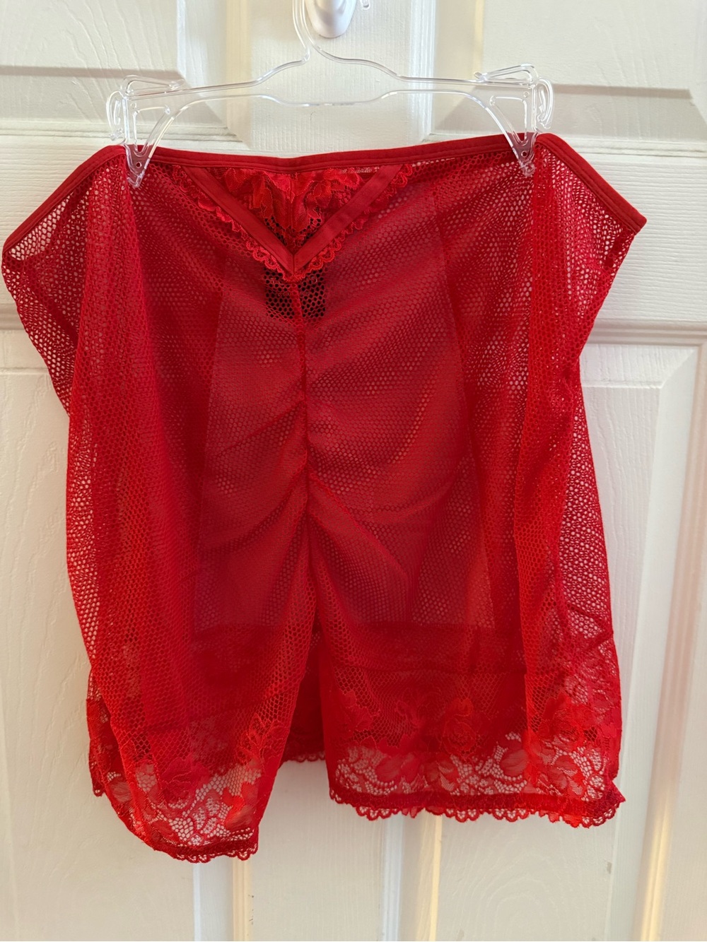 NWT torrid 3/4 red mesh/lace skirt and matching mesh/lace hipster panty set - Picture 2 of 10